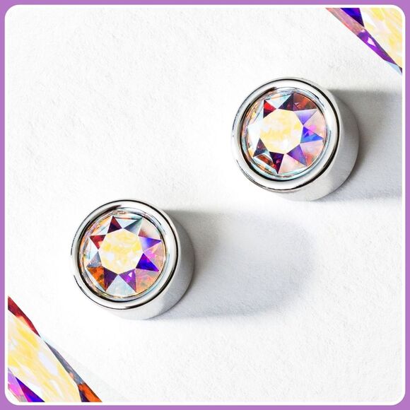 #Touchstone Crystal #AuroreBoreale Ice Earrings Rhodium Plated #NIB #NWT - Picture 2 of 5